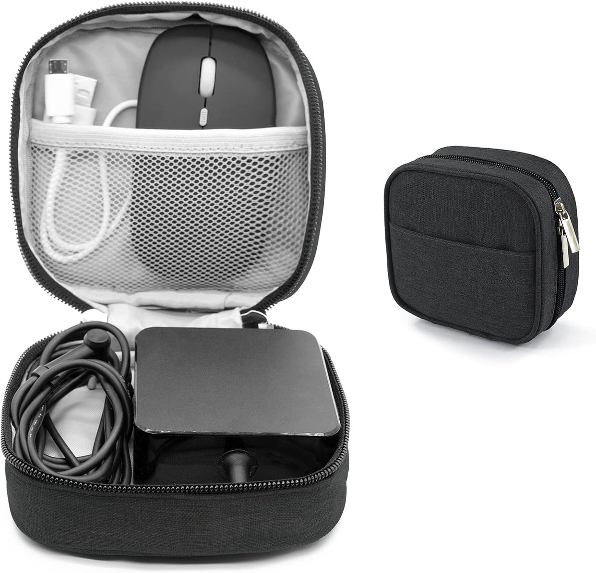 Kabel Organizer Tas Waterdichte Kleine Kabeltas Muistas met Externe Zak Elektronische Tas Electro Organizer Kabeltas Elektronica Accessoires Organisator Kabel voor Reizen, Zwart