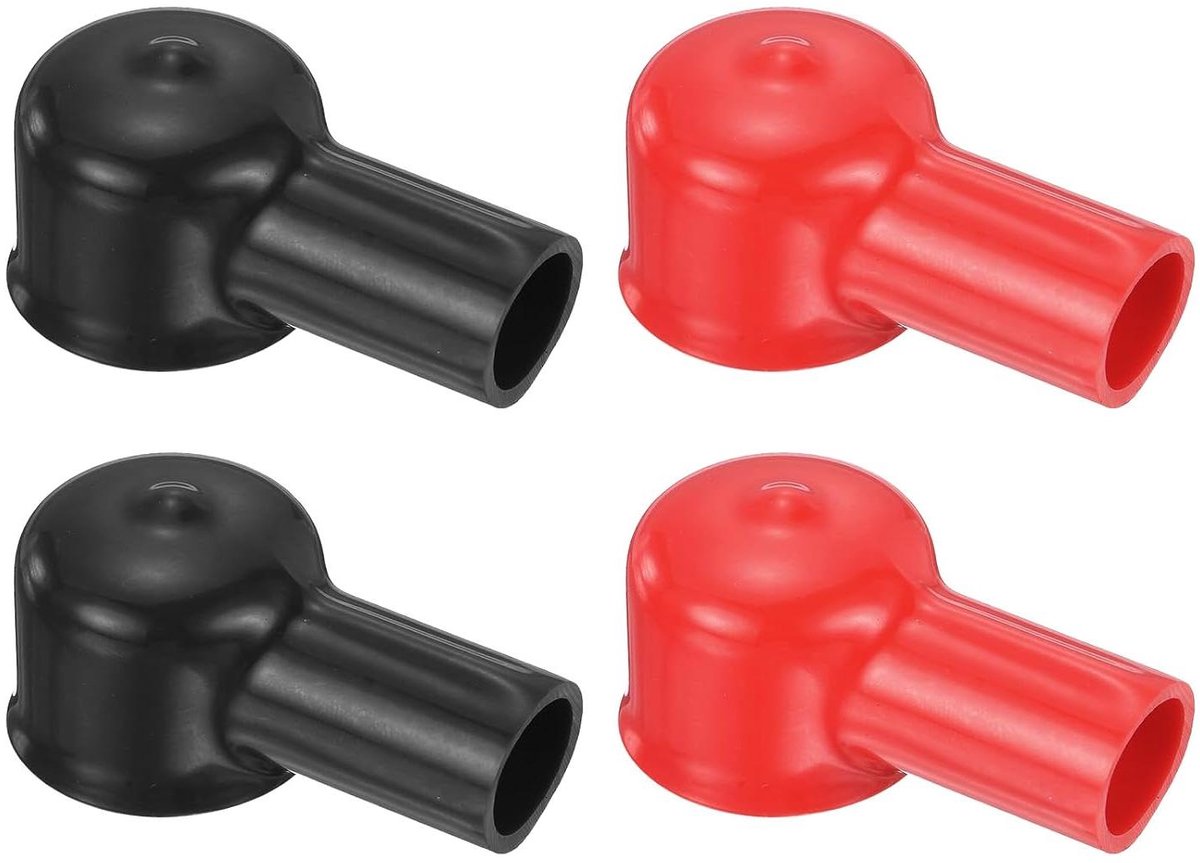 Accupool Beschermers - Batterijhoezen Pol - Accu Onderhoud - Hittebestendig PVC - 12 mm - Rood Zwart