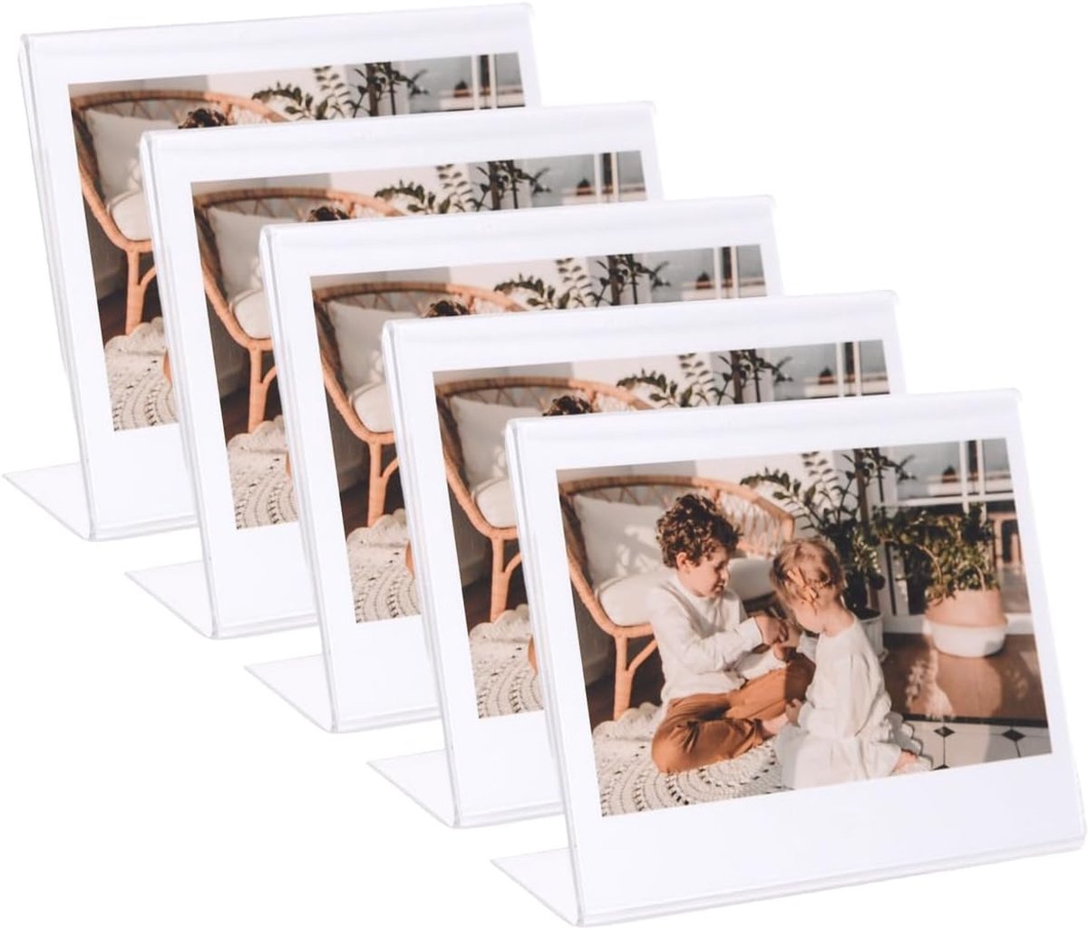 SnelShoppen - Wide Foto Lijst, Acryl Duidelijke L-vormige Bureau Lijst voor Fujifilm Instax WIDE EVO/400/300/210/200 en Polaroid 600 & i-Type Films, v