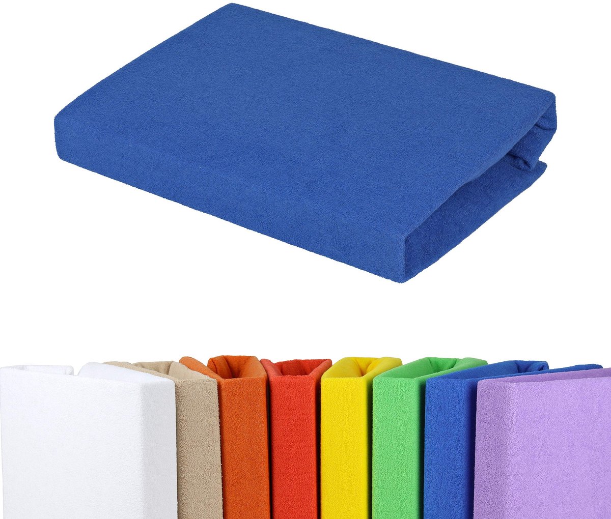 Omgoods - Fitted Sheet 180x200-200x200 cm in Terry - Koningsblauw