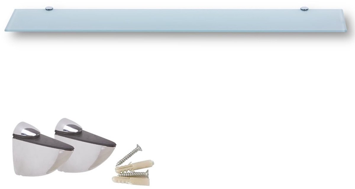 Omgoods - Glass Wall Shelf - Glasplank voor badkamer met metalen beugels