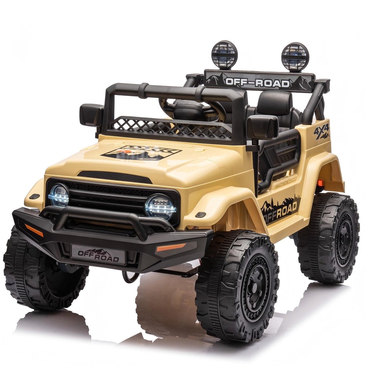 Danky Kinderauto - Elektrische jeep 12V 4,5Ah - 4 wielen - Tot 5 km/u - PP kunststof - Buitenspeelgoed - Kaki