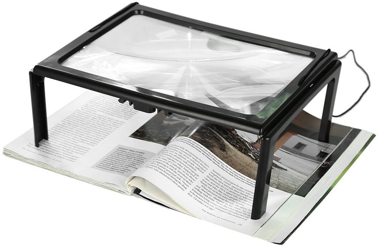 Omgoods - Opvouwbare A4 Vergrootglas met 3x Vergroting en LED Verlichting