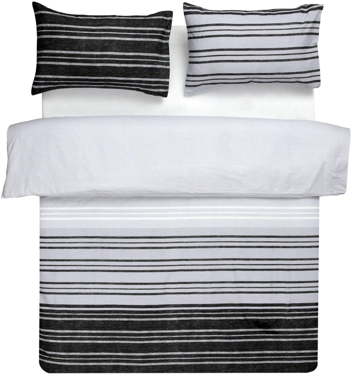 Omgoods - Gestreepte Duvet Cover Set in Zwart en Grijs met Kussensloop