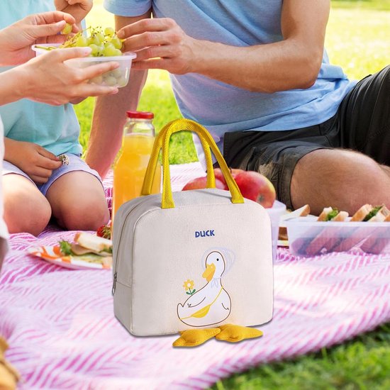 Geïsoleerde lunchtas - Stijlvolle lunchbox - Lunch meenemen - Lekvrij en warmhoudend - 25x22x6 cm - Beige — afbeelding 3