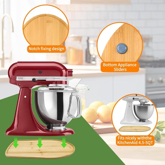 Bamboe Mixer Slider - Eenvoudig te Verplaatsen - Geschikt voor 4,5/5 Liter Keukenmixers — afbeelding 3