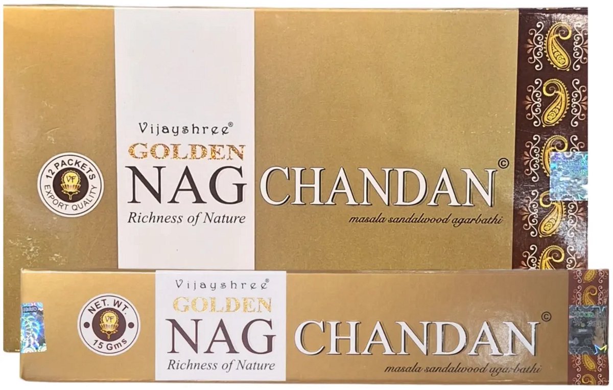 Phoenix Import Mani Bhadra Golden Nag Chandan wierook 15 gram - doos van 12 st. Niet van toepassing