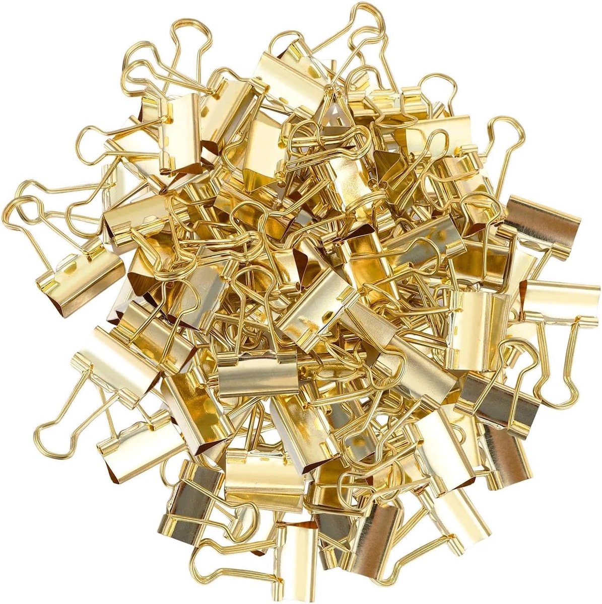 80 stuks metalen klemmen, vouwklemmen, metaal, gouden vouwklemmen, kleine map, 19 mm, paperclip, zwaluwstaartclip voor het bewaren van documenten op kantoor en op school