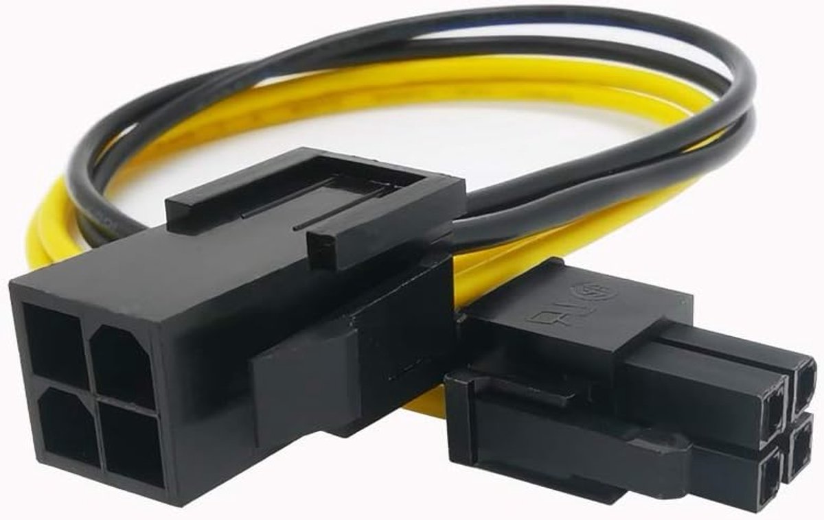 4-pins P4 CPU-voedingskabel voor desktopcomputer (8 inch, 18 AWG), sluit 12V voeding en CPU-voedingsconnector, 4-pins mannelijk en 4-pins vrouwelijk aan