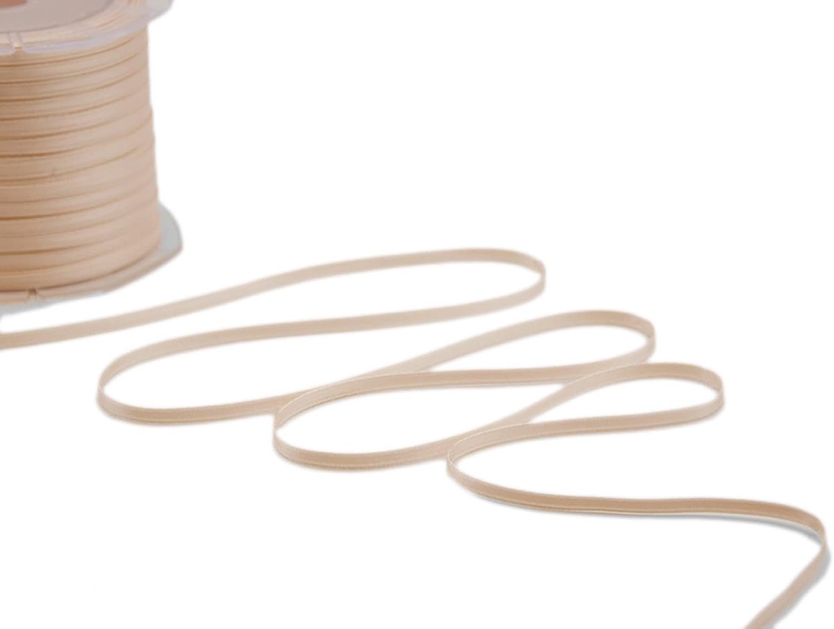 - Dubbel satijnen lint, Italiaanse stof - poederroze, 3 mm x 50 m
