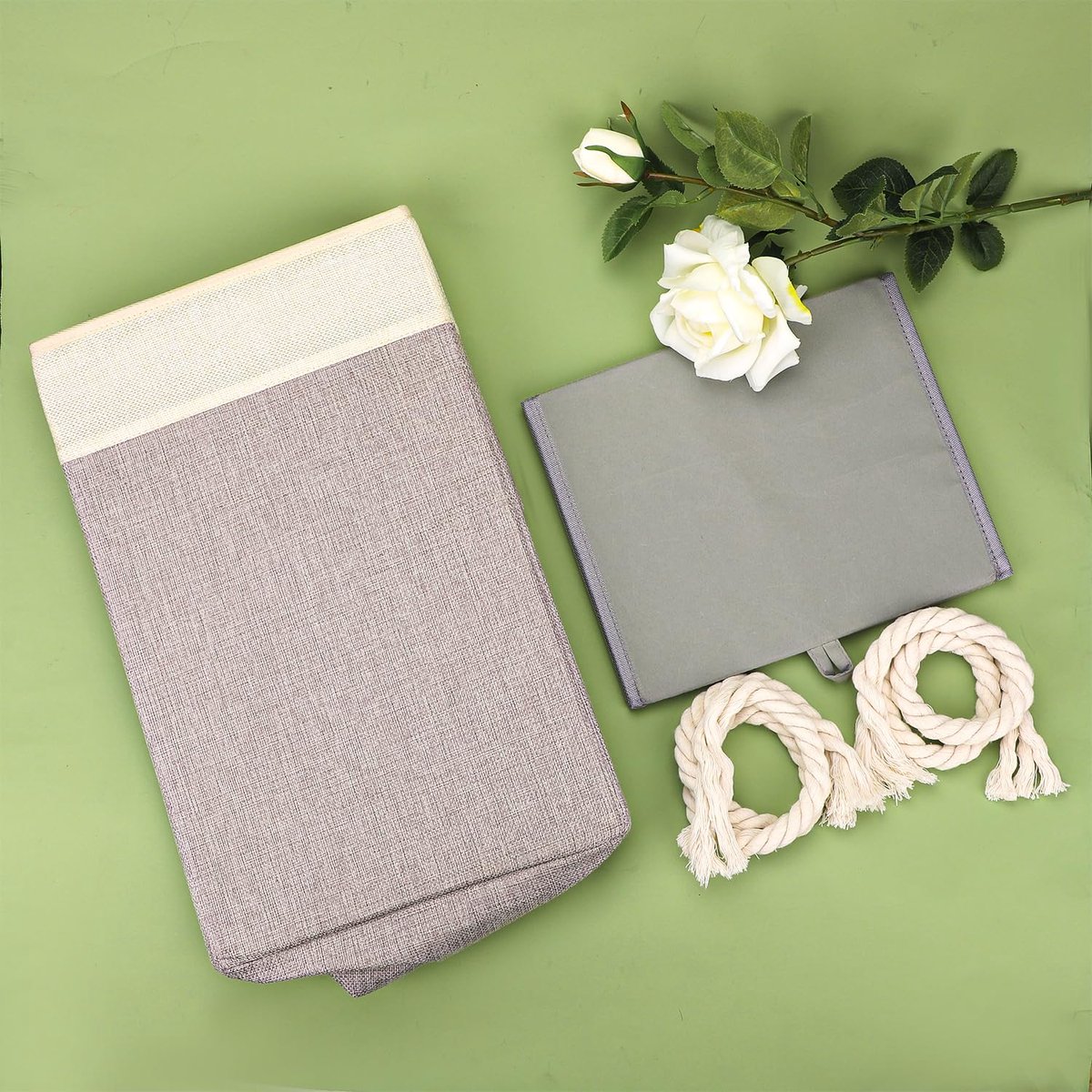 Trapmand, 41x26x41cm Multifunctionele Trapmand Organisator Houder Opbergbak met Touwhandvatten Opvouwbare Trapmand voor Thuiskantoor