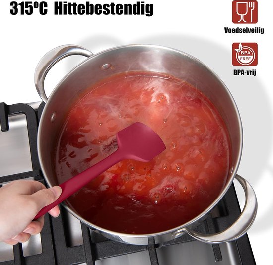 grote siliconen bakspatel, hittebestendig 315℃, 28,9cm, Rood - Voedselveilige deegschraper, hittebestendig, zacht keukengerei, krasvrij, anti-aanbak, flexibel koken, mengen en vouwen — afbeelding 3