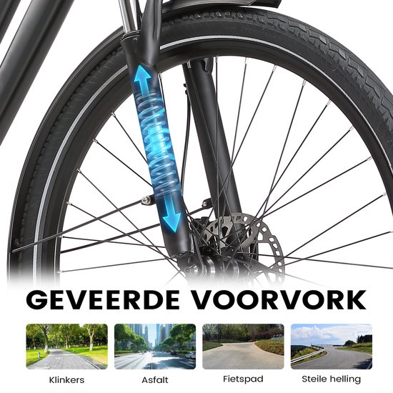 Maxtron Urban8 Elektrische stadsfiets - 28 inch - 250W middenmotor - koppelsensor - 460,8 Wh accu - Shimano versnellingen - hydraulische schijfremmen - zwart van Maxtron — afbeelding 5