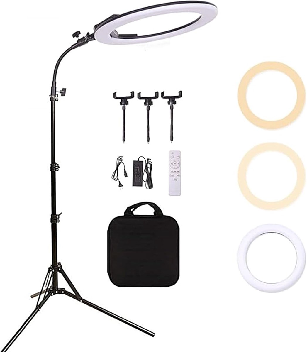 Ringlamp 18 inch 38W - Dimbaar LED - Twee-tint kleurtemperatuur - Perfect voor selfies - ShopVlot
