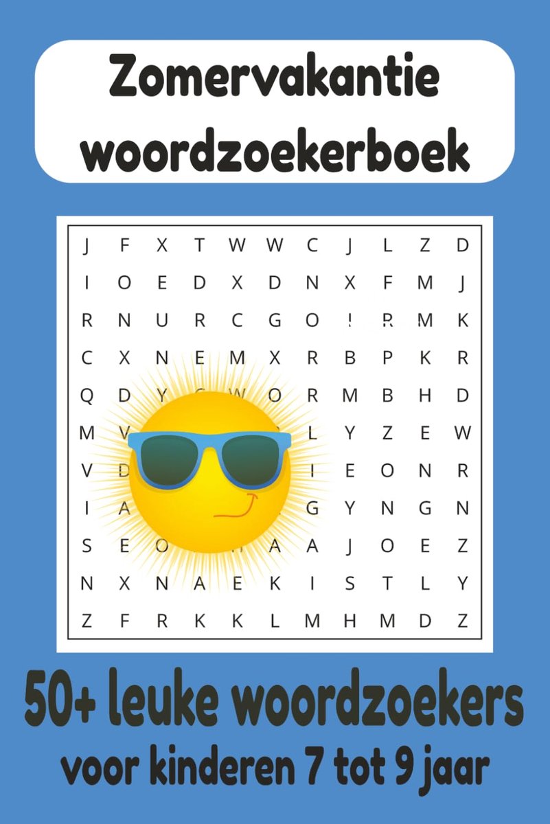 SnelShoppen - Woordzoekers Zomervakantie voor Kinderen 7-9 Jaar – Leerzame Puzzels met Zomerthema's zoals Strand, IJsjes en Dieren – Groot Lettertype