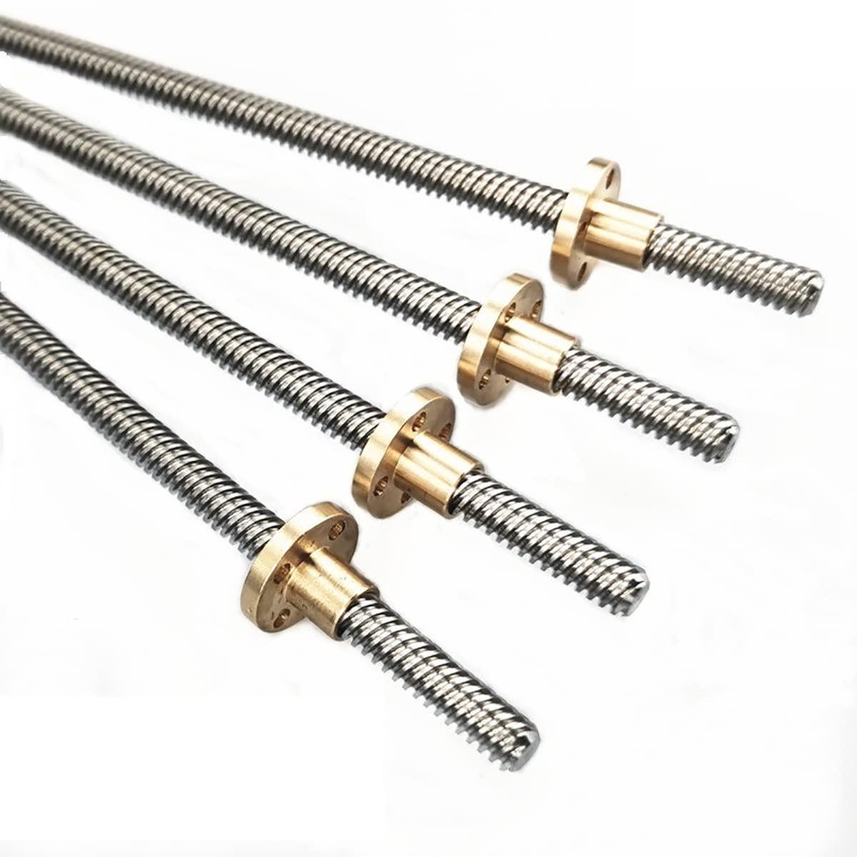 Loodschroef T10 - Spindel en moer - 3D printer aandrijving - Roestvrij staal - 10 mm diameter - Zilver
