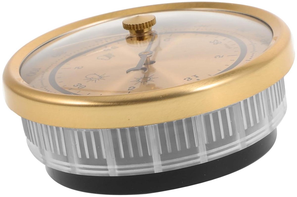 Weerstation Barometer - Luchtdruk Meter - Thuis Weer Voorspellen - Multifunctioneel Meetinstrument - 7x7x3.5 cm - Goud