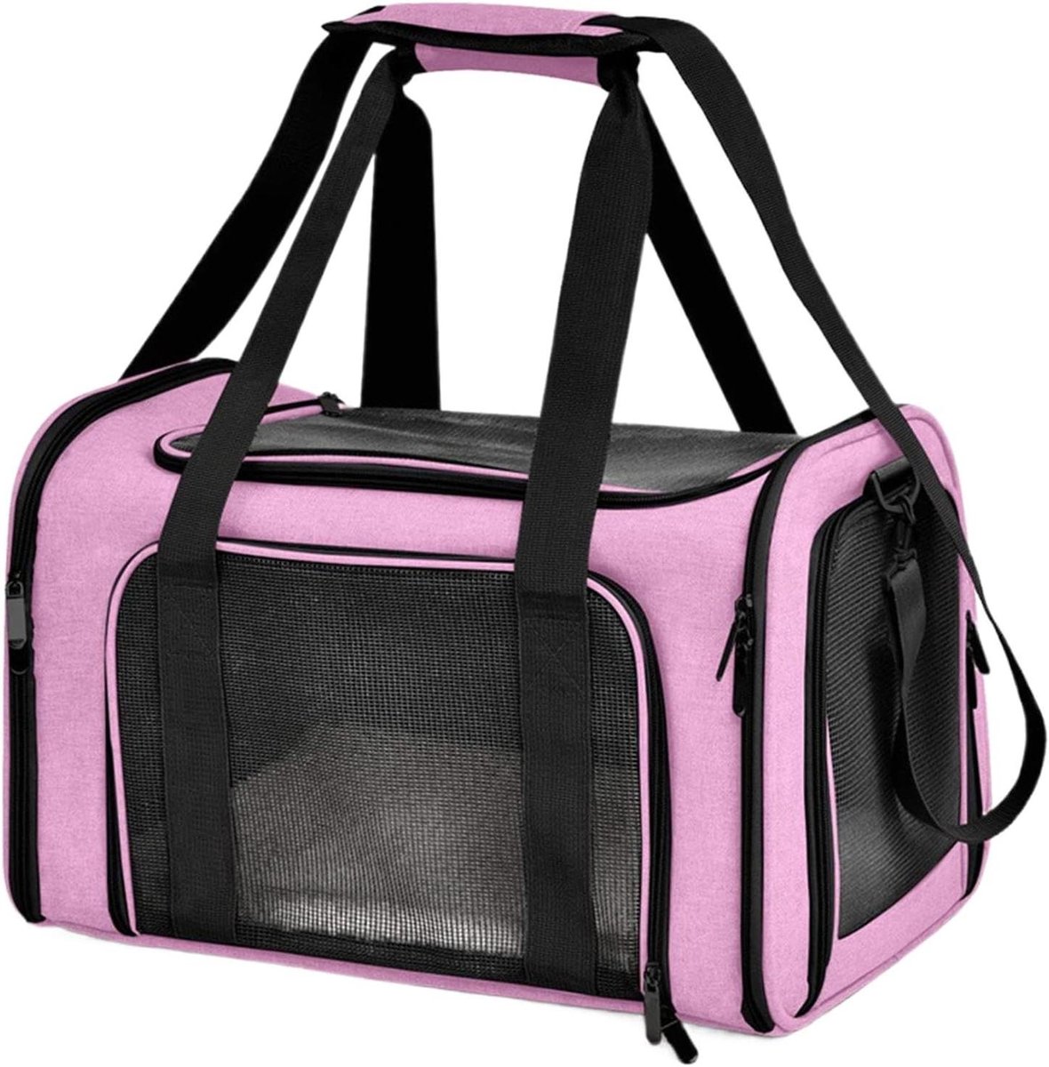 Draagtas voor huisdieren - Reistas Kat Hond - Veilig Vervoeren - Hoogwaardig Mesh Materiaal - 40x25x25cm - Roze