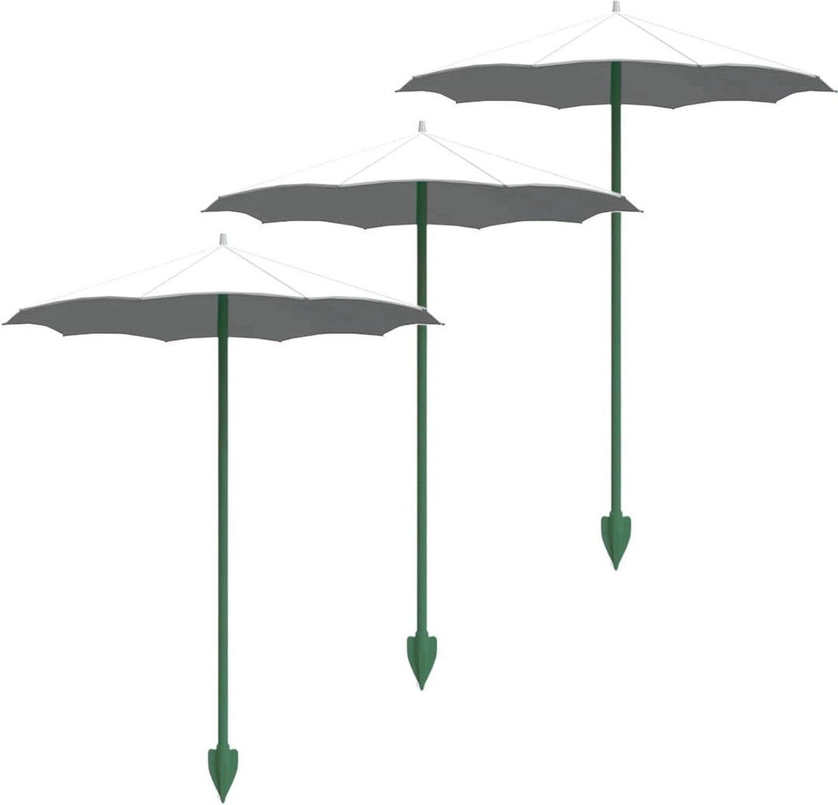 Plantenparaplu Set - Zonbescherming Planten - Bescherming Tegen Zon - Ademende Halfschaduw - 3 stuks 265 cm - Wit