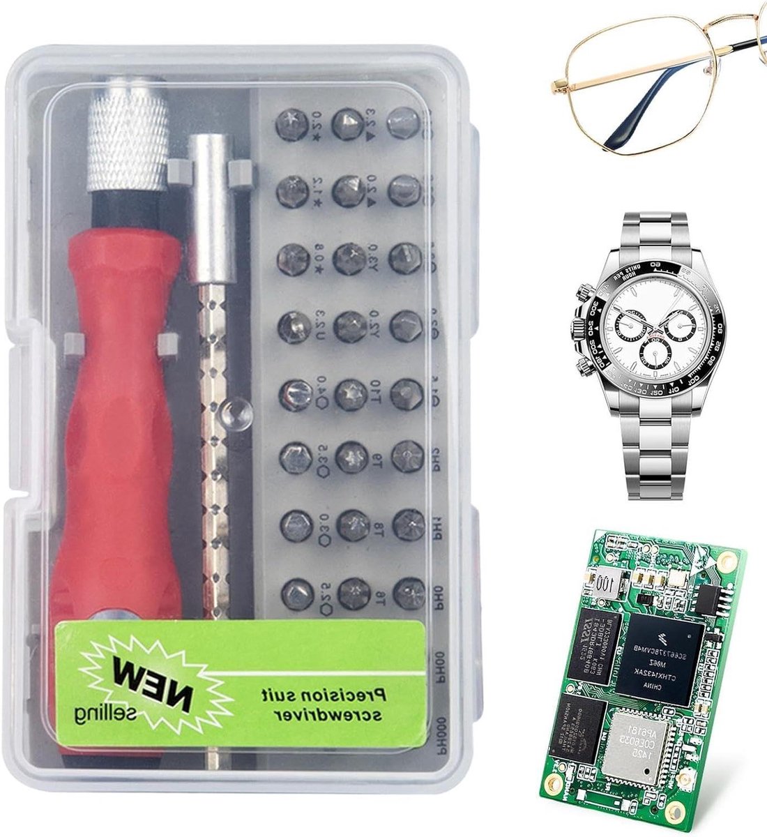 Precisie Schroevendraaierset - Reparatieset Computer - Elektronica Repareren - 32-in-1 Verstelbaar - 10.9 cm - Grijs