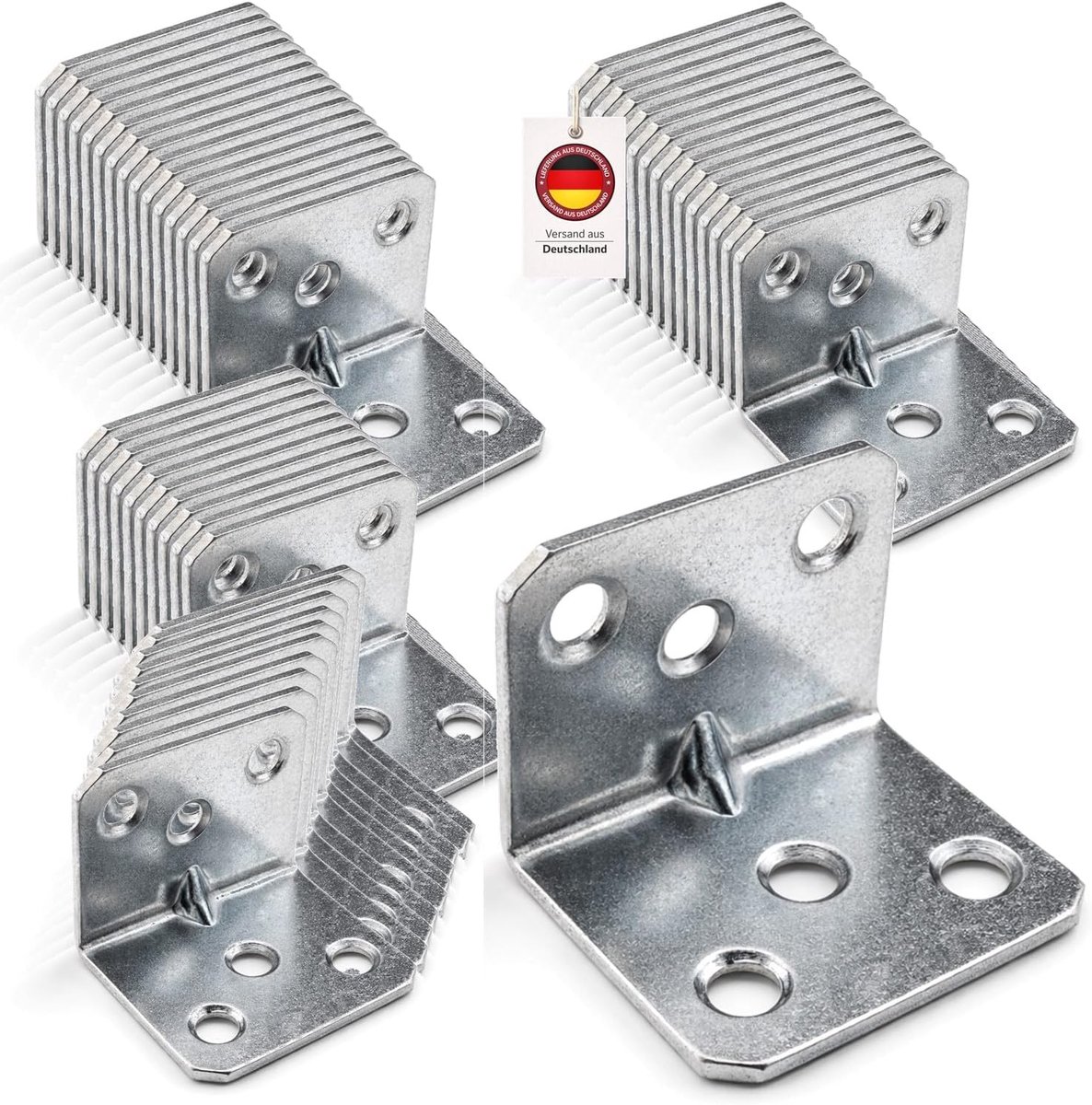 SnelShoppen - Hoekverbinders 90 graden set met groef - 50 stuks - verzinkte metalen gathoek 30 × 30 × 36 mm - ideale meubelbouw voor stabiele construc