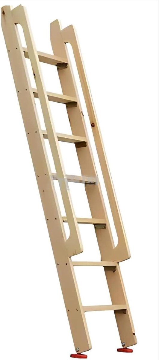 Houten Ladder - Bedladder Stapelbed - Veilig Instappen - Extra Brede Treden - Tot 175 cm - Houtkleur