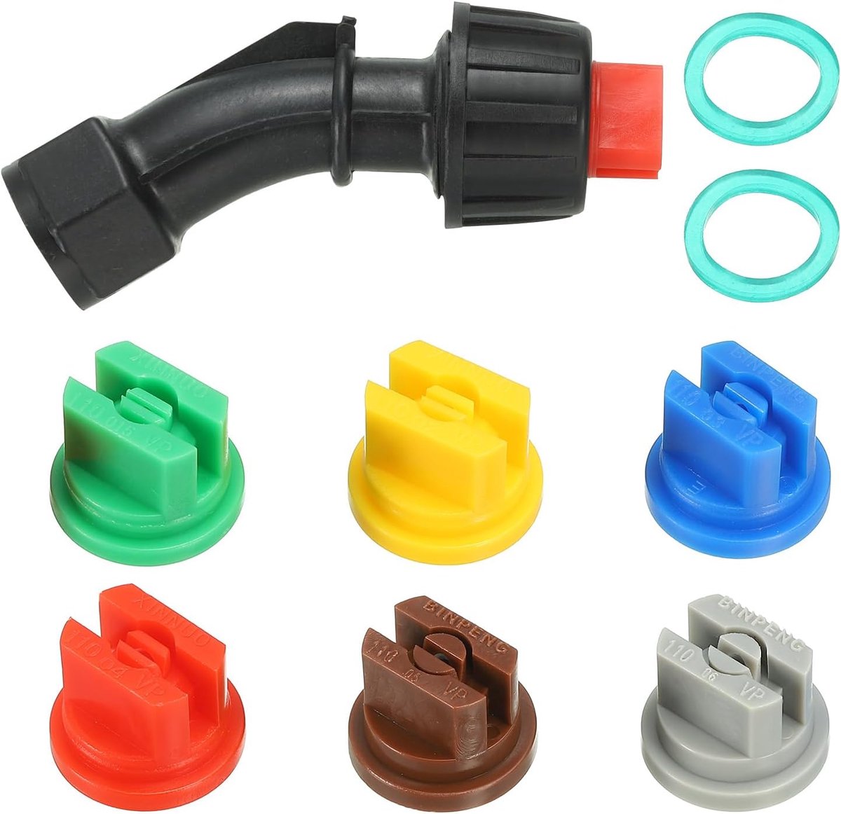 SnelShoppen - Nozzle set 1 stuk - 110° platte sproeikop met 6 verschillende porositeit nozzles van 0.15 tot 0.6 mm voor rugzak onkruidbestrijders