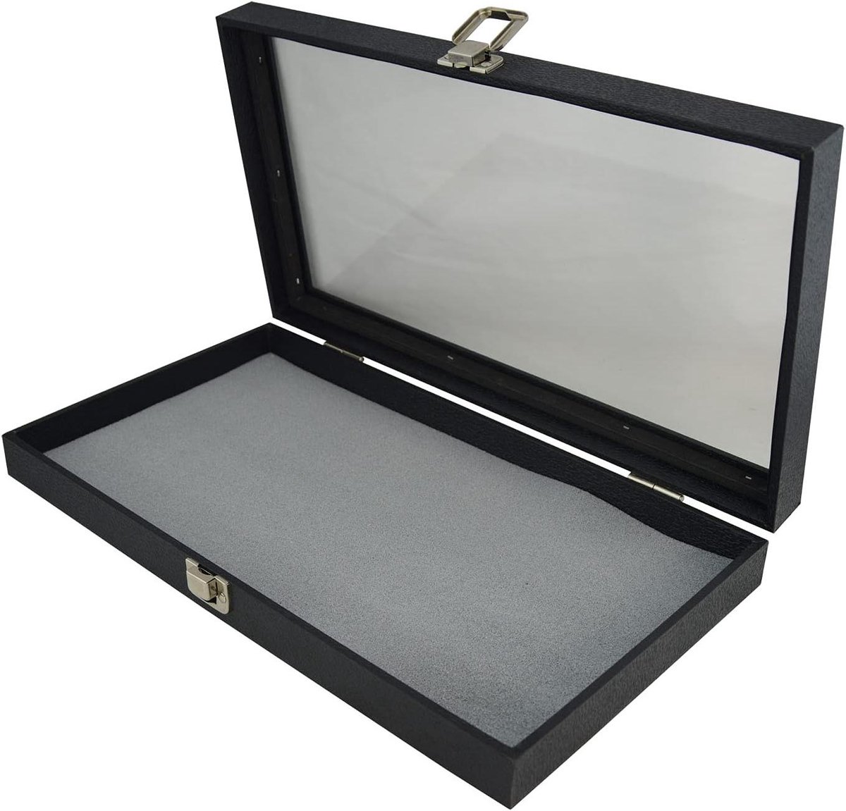 Display Koffer - Sieraden Koffer - Sieraden Presenteren - Glazen Deksel - 375mm x 210mm - Grijs