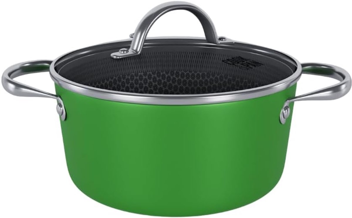 SnelShoppen - Go Green Honing Casserole met deksel 24 cm - RVS - Geschikt voor alle kookplaten incl. inductie – PFAS-vrij - Honeybone 3-laags - Vaatwa