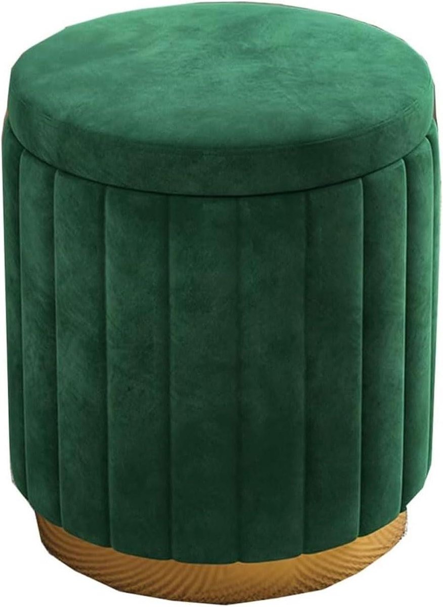 Ottomaanse Opbergkruk - Voetenbank Poef - Extra Zitplaats - Verborgen Opbergruimte - 34x44 cm - Groen
