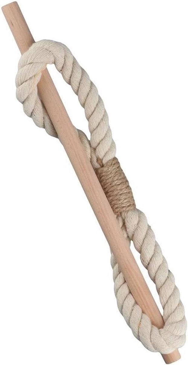 Gordijn Touw Gesp - Gordijnband Gordijnaccessoire - Woonkamer Decoratie - Massief Houten Stok - 8 cm x 30 cm - Wit