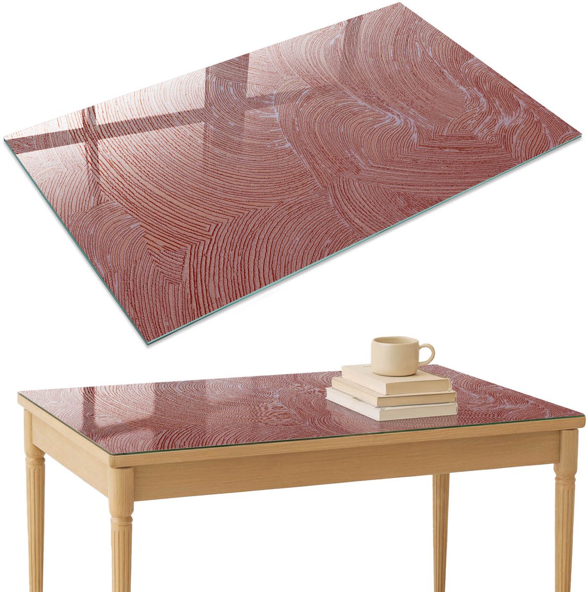 ArtPrintCave Ingewikkelde patronen Glazen Tafelblad 120x80 cm - Tafelblad Rechthoek - Bruin Terrastafel - Texturen Glazen Eettafel