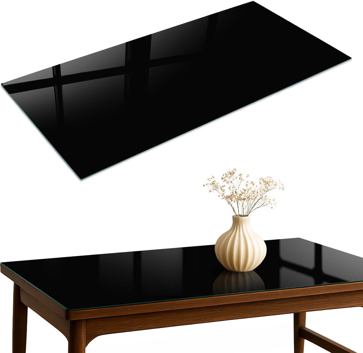 ArtPrintCave Zwart Glazen Tafelblad 140x70 cm - Tafelblad Rechthoek - Zwart Eettafel Met Glasplaat - Achtergronden en patronen Glasplaat