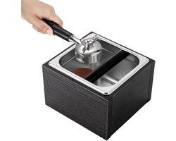 Koffie Knock Box - Espresso Afslagbak - Koffiezetapparaat Reinigen - Roestvrijstalen Binnenbak - 18 x 17.5 x 12.5 cm - Zwart