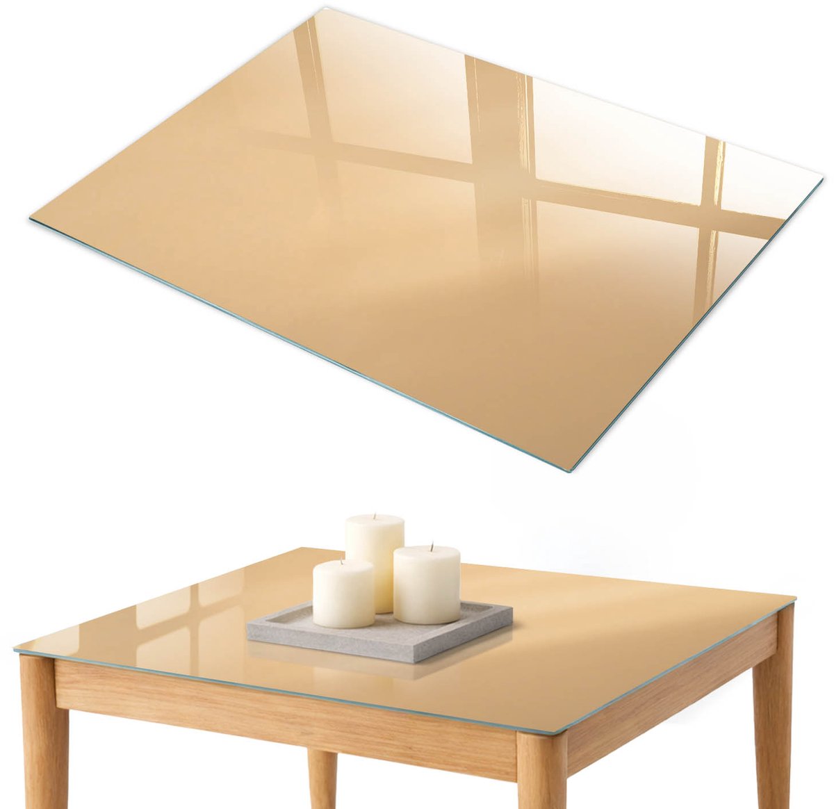 ArtPrintCave Beige subtiliteit Glazen Tafelblad 100x70 cm - Tafelblad Rechthoek - Beige Bureaublad - Achtergronden en patronen Keukentafel