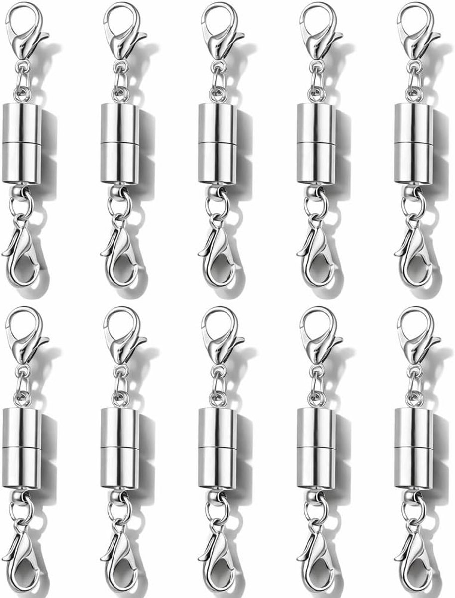 SnelShoppen - 10 Stuks Magnetische Sieradensluiting, Zilveren Magneetsluiting voor Kettingen en Armbanden, Sieradenverbinder, Duurzaam en Comfortabel