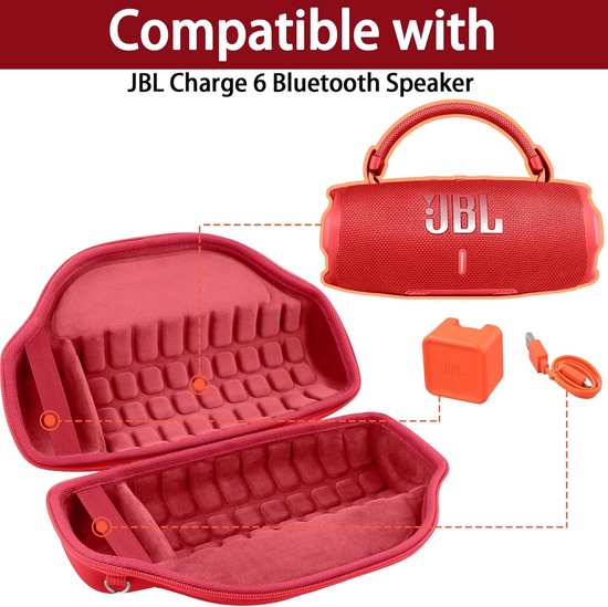 Draagbare luidspreker hoes - Beschermende tas - Muziek onderweg - Schok- en waterbestendig - 308 cm lang - Rood — afbeelding 4
