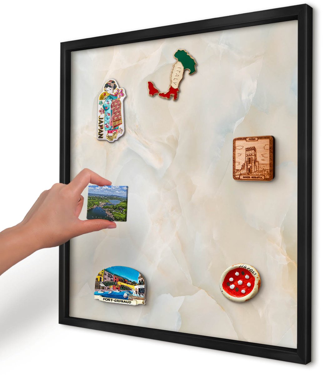 Artprintcave Romig Magneetbord mit Zwart Frame - 50x50 cm - Subtiele Elegantie Bord Voor Magneten - Minimalist Memobord Keuken - Texturen