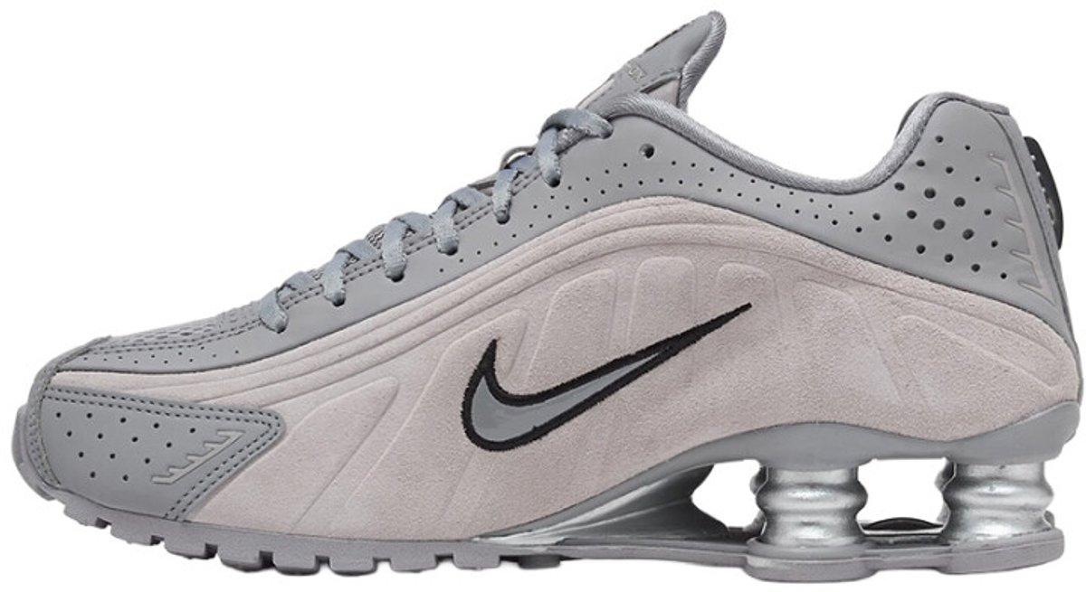 Nike Shox R4 – Cement /College /Metallic / Shox Lifestyle Dames Sneakers voor Vrouwen Grijs