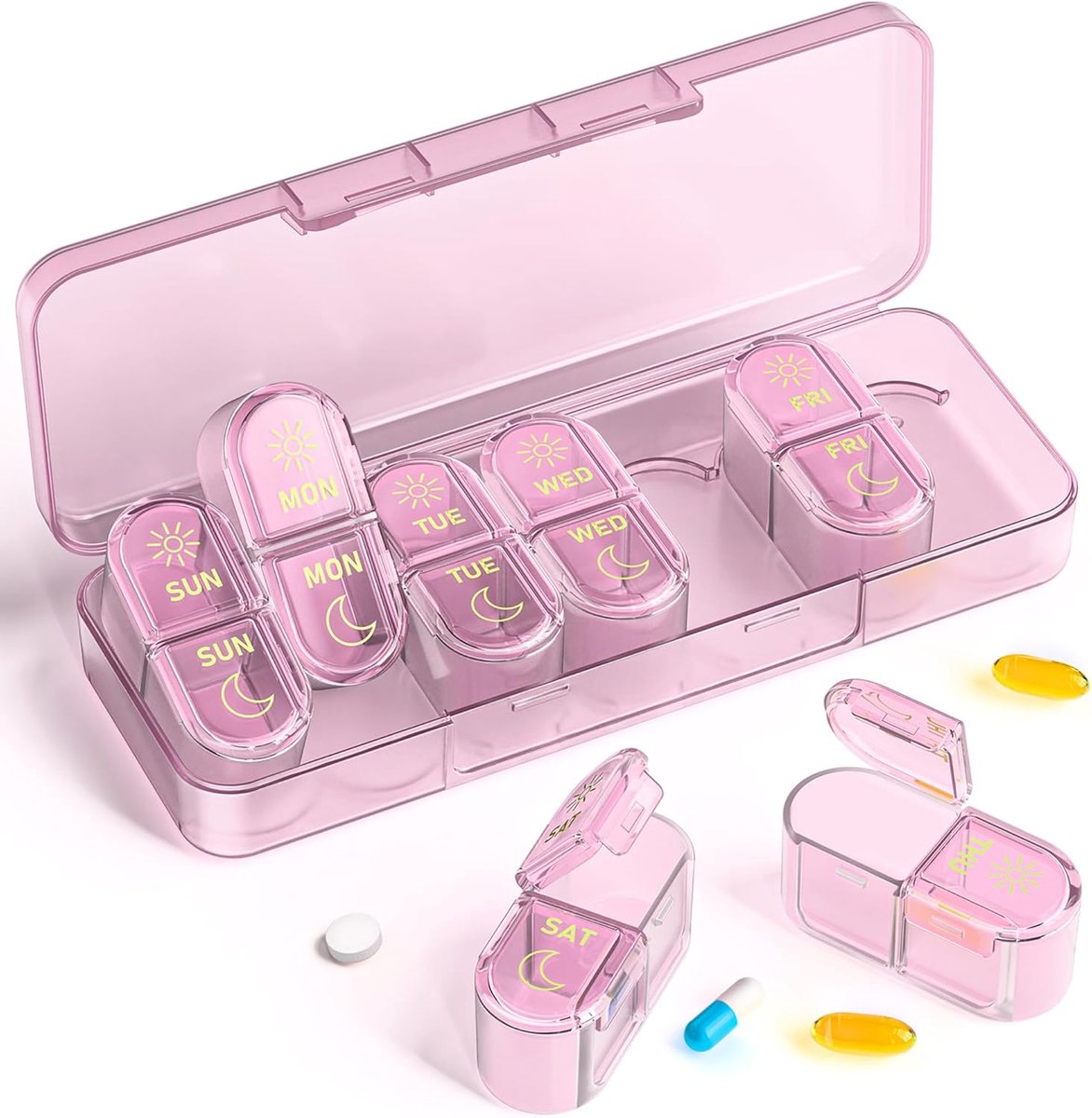 Wekelijkse Pil Organizer Artritis Vriendelijk, BPA Gratis Reizen 7 Dagen Pillendoos Case
