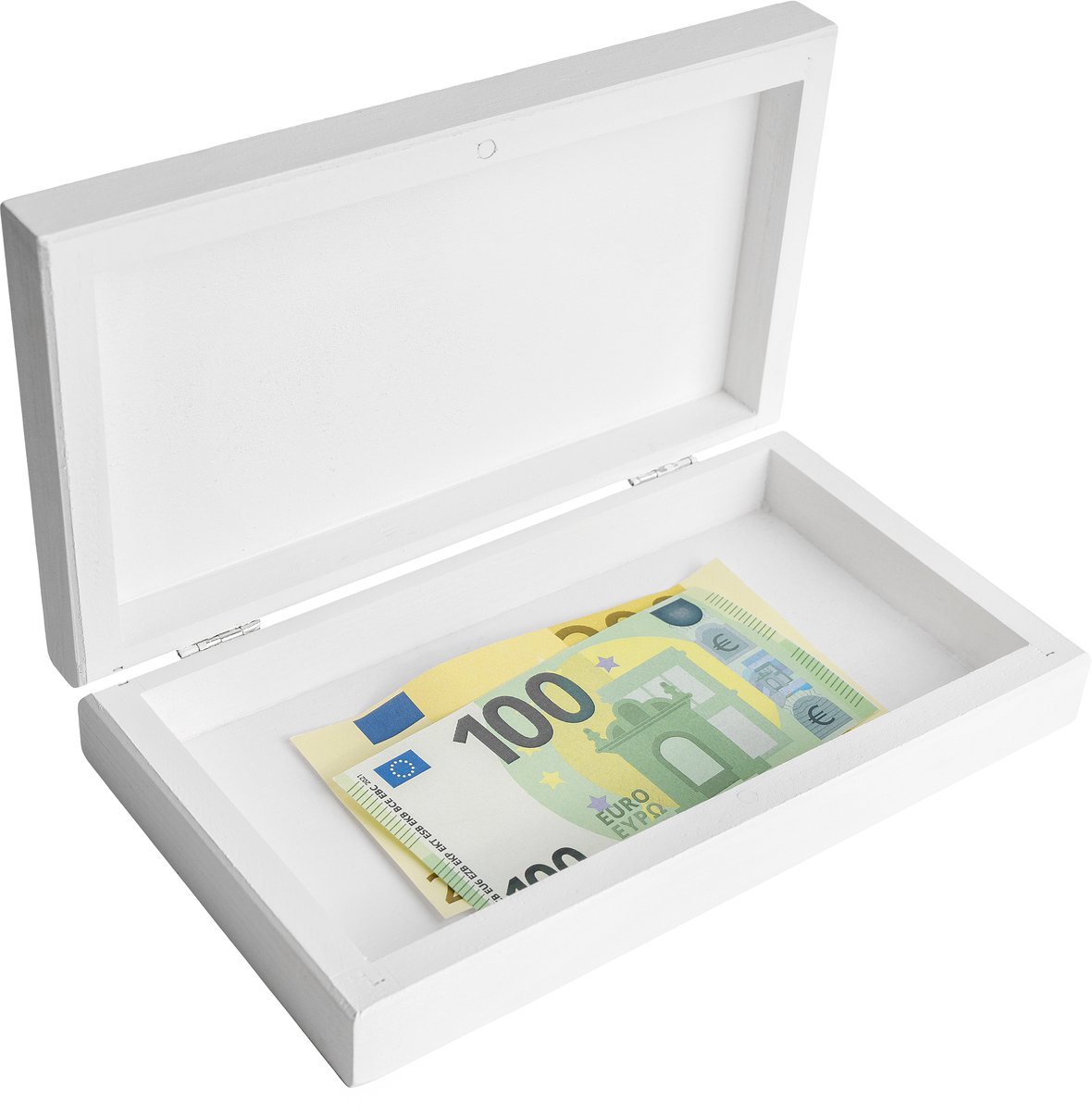 Creative Deco Potlodendoosje Spaarpot Houten Doosje Wit met Deksel | 18 x 10 x 3,5 cm | Opbergdoosje, Onbehandeld Grenenhout | Perfect als Sieradendoosje Cadeaudoosje Geld Enveloppe