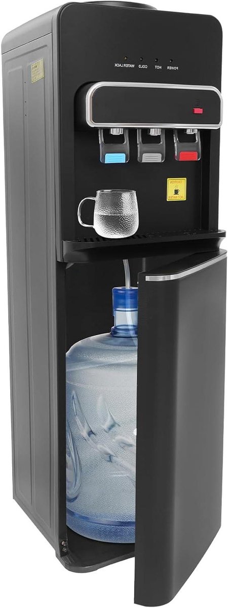 Waterdispenser Vloerstaand - Koel en warm apparaat - Drinken verfrissen - Bottom-loading ontwerp - 96 cm hoog - Zwart