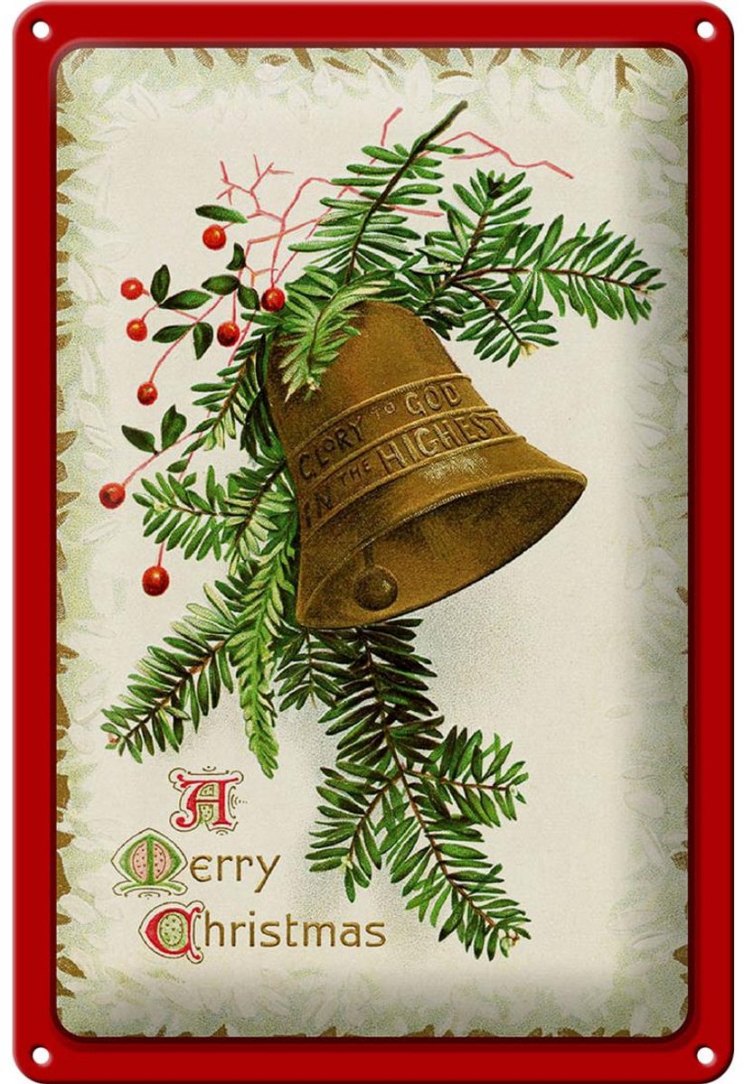 Blechschild Weihnachten Christmas Glocke Winter 20x30cm