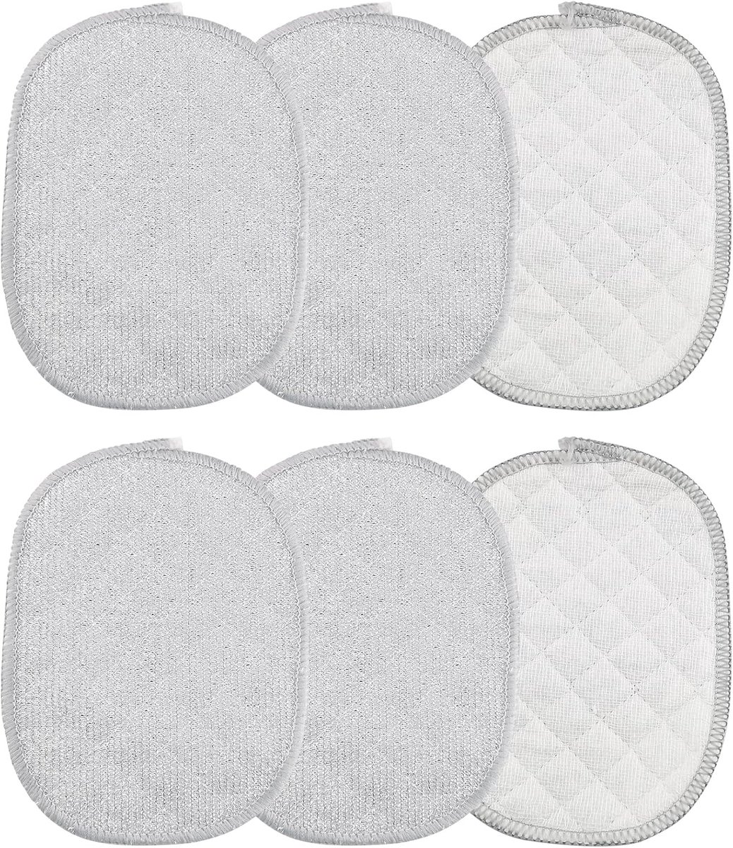 wasbaar, 6 stuks, dubbelzijdige krasbestendige draadreinigingsdoeken, multifunctionele draadvaatdoek, herbruikbare vaatdoek voor badkamer, keuken, servies, potten, gootsteen en fornuis