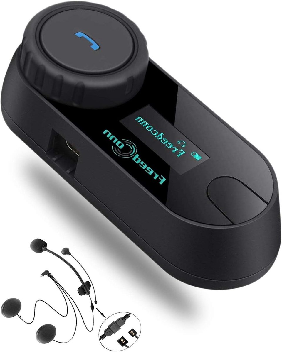 Motorhelm Bluetooth Headset - Motor Communicatie Systeem - Motorrijden Communicatie - LCD Scherm - 800M Bereik - Zwart
