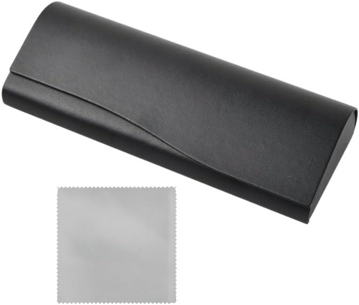 Brillenkoker hardcase aluminium, metalen leesbrillenetui harde schaal zwart met brillenpoetsdoek voor dames en heren