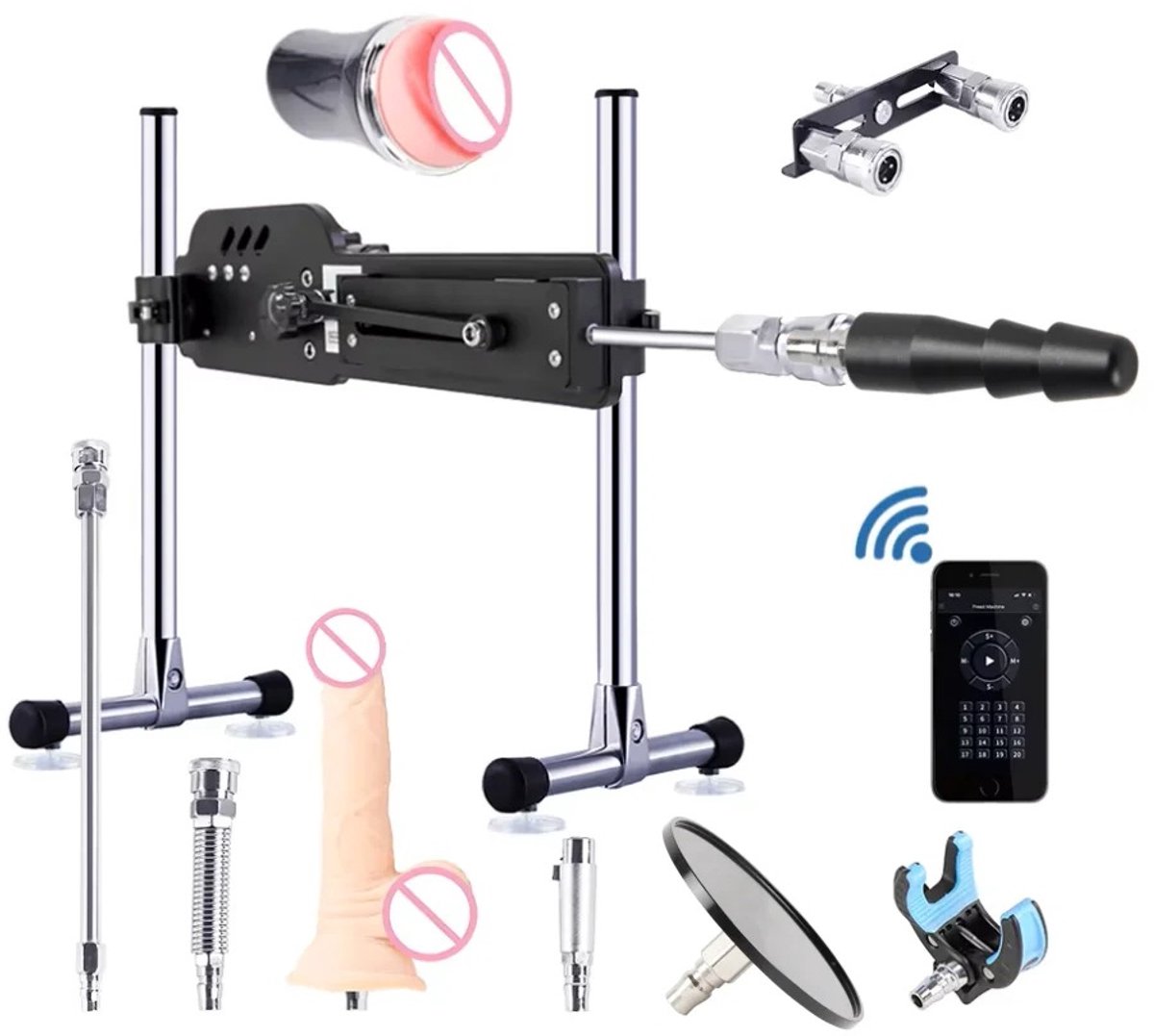 HOB Sex Machine - incl. Toys - Fuck Machine - Met App en Afstandbediening - In Hoogte Verstelbaar - Stotende Dildo - Voor Mannen en Vrouwen - Neukmachine