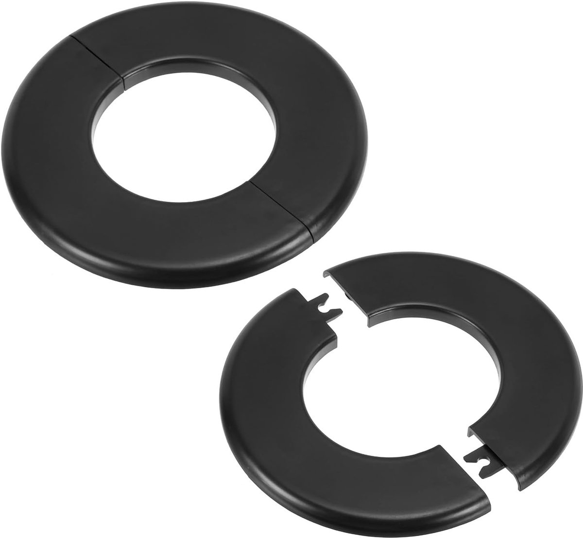 Muur splitflens 64 mm (2,52 inch), 2 stuks ABS ronde zelfklevende rozet plaat gespen, waterpijphoes voor keuken, badkamer, arm, pijpkraan, decoratie, zwart