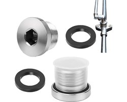 Tapon de cierre roscado 1/2 pulgadas, tapón ciego de acero al carbono con junta de goma, tapón autosegante para radiadores y sellado de tuberías, incluye 2 tapones y 2 juntas de sellado.
