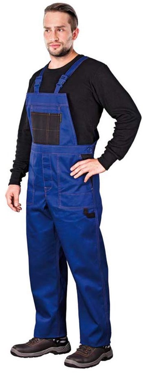 Multimaster MMS Beschermende Tuinbroek - Verstelbare Pasvorm, Meerdere Zakken, Duurzame Stof, 65% Polyester 35% Katoen, Kleur: Blauw-Zwart, Maat: 56